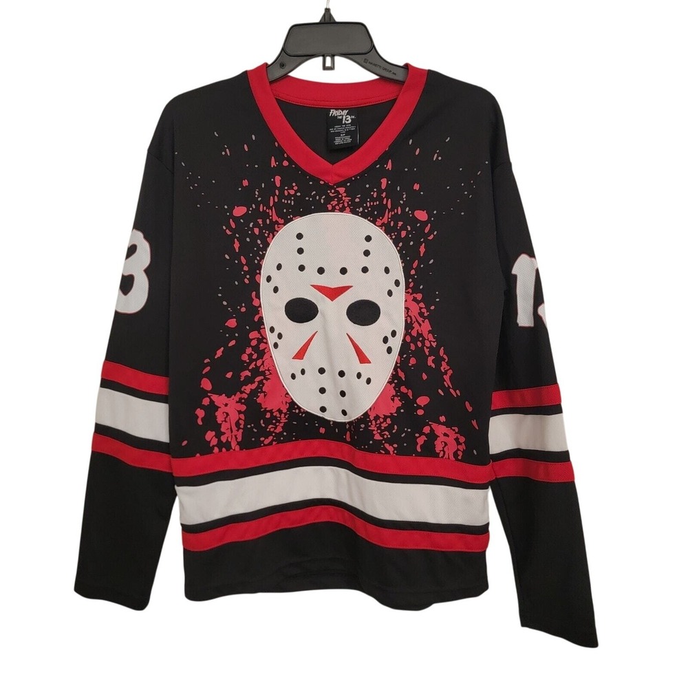 Jason Friday the 13th Jersey Longsleeve Shirt‎ Small V-neck Horror Halloween